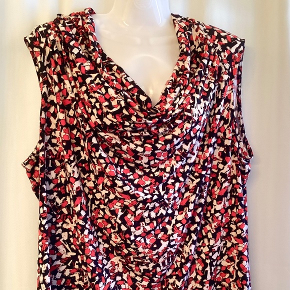 KASPER red and black geometric pattern top!  Size 2x - Picture 1 of 5